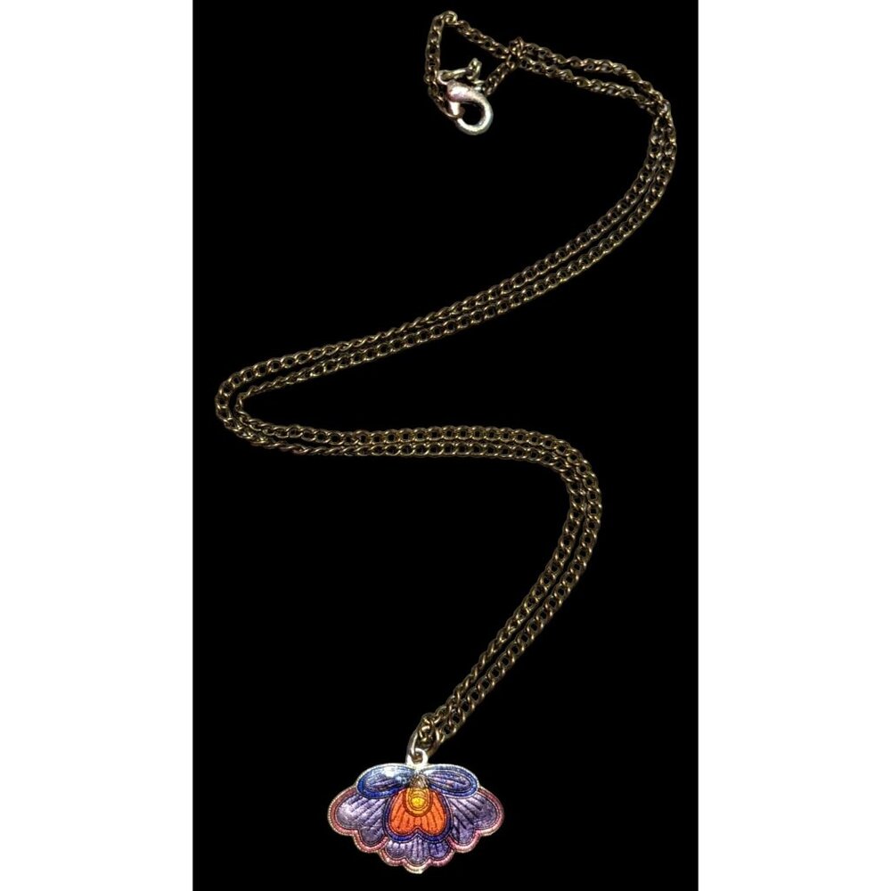 Purple Cloissone Moth Necklace